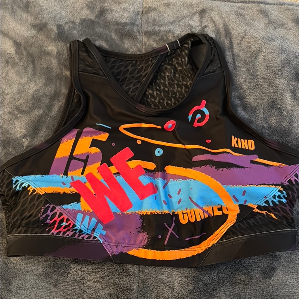 Peloton Black and Purple Sports Bra with Dynamic Design